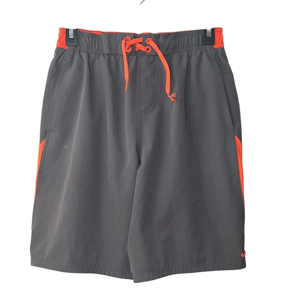Nike Men's Swim Trunks Gray & Orange Athletic Shorts Size Small‎